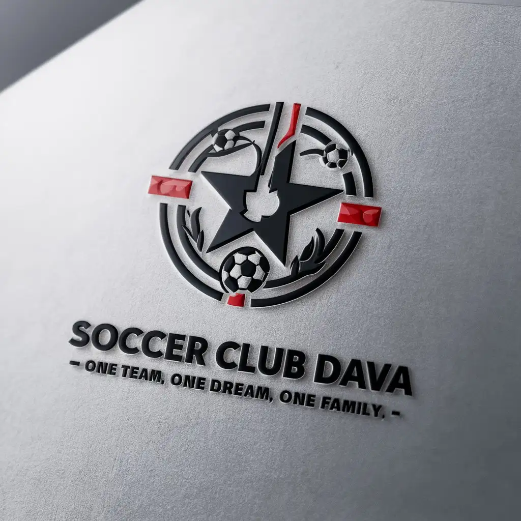 LOGO Design for Soccer Club Dava Round Texas Star with Bold Text and Sports Fitness Theme