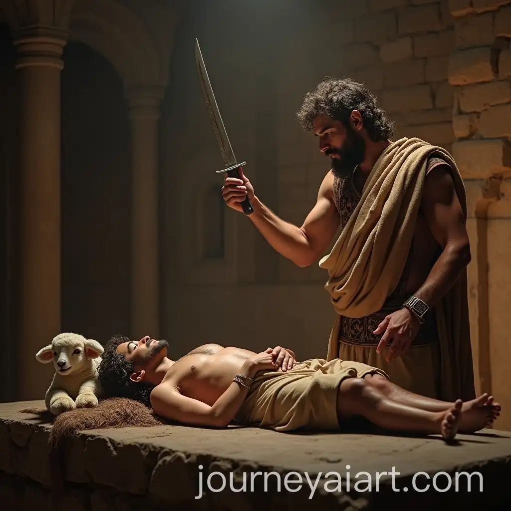 Jacob-Preparing-to-Sacrifice-Isaac-Biblical-Scene-with-Knife-and-Sheep