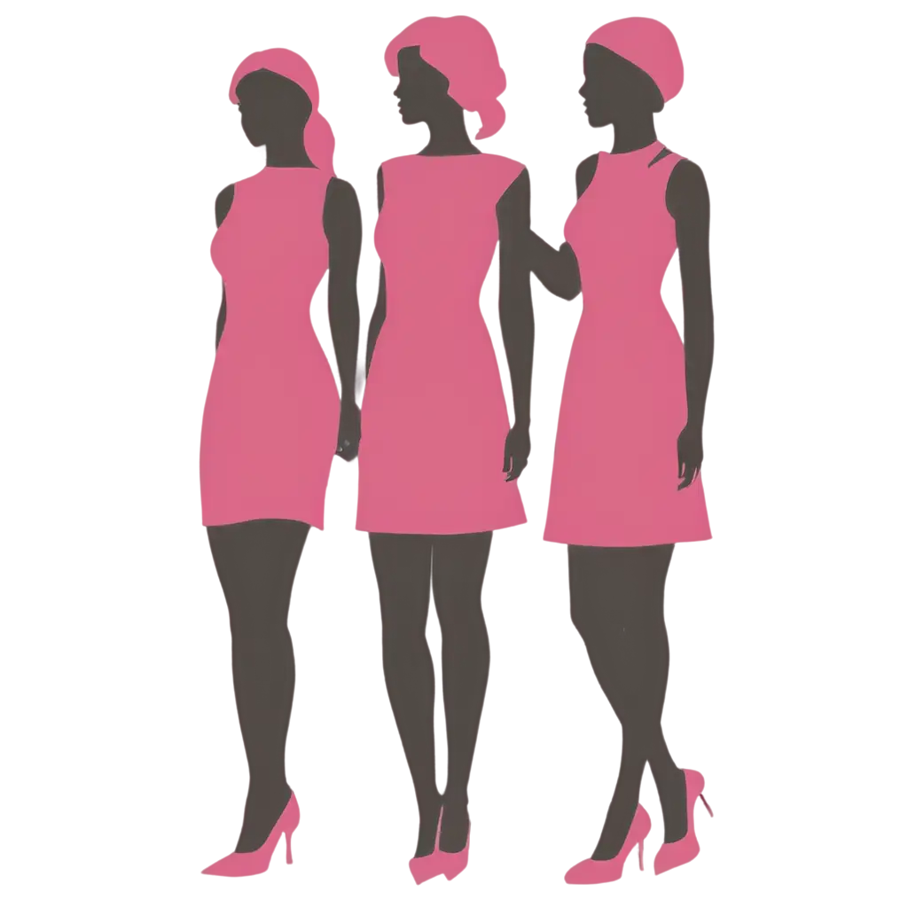 4-Women-in-Pink-Silhouette-PNG-HighQuality-Transparent-Image-for-Versatile-Use