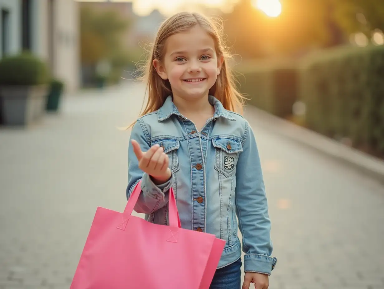 girl with plastic recycled tote