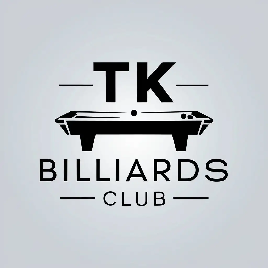 a vector logo design,with the text "TK billiards club", main symbol:pool table,Minimalistic,be used in Sports Fitness industry,clear background