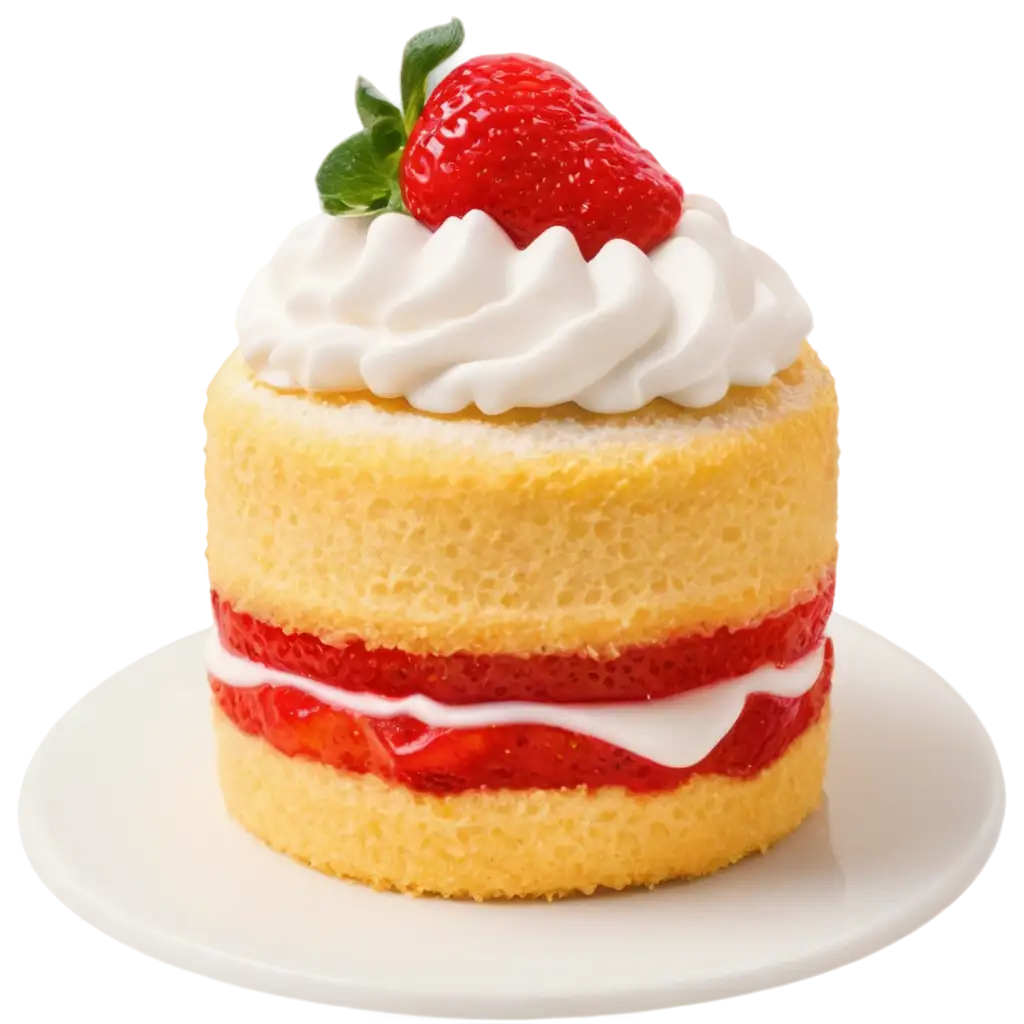 Realistic-Mini-Strawberry-Shortcake-PNG-Image-TwoLayered-Sponge-Cake-with-Strawberry-and-Cream