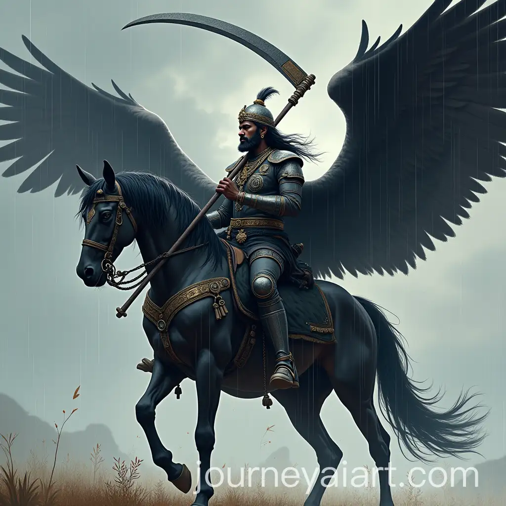 Ilaiyaraaja-on-Armored-Warhorse-with-Scythe-in-Dark-Fantasy-Art