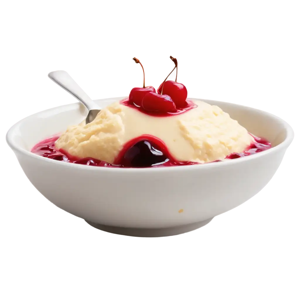 Delicious-Cream-Pudding-in-White-Bowl-with-Cherry-on-Top-PNG-Image