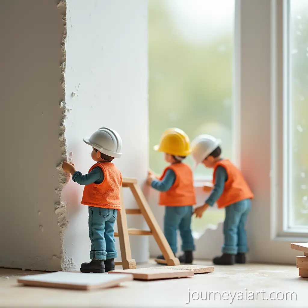 Tiny-Workers-RepairTiny-workers-repairing-facadeing-Facade-in-Safety-Gear