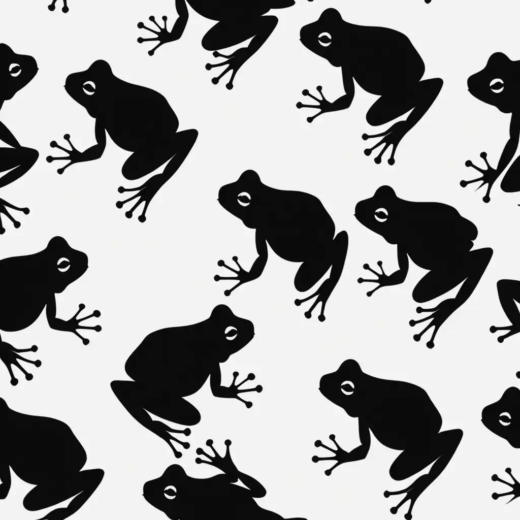 Silhouette Frogs on White Background