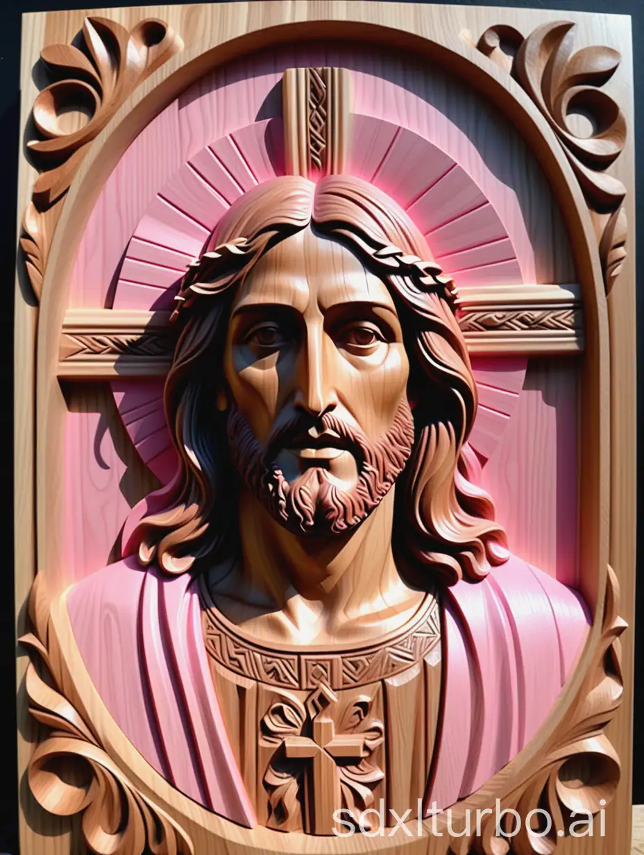 RenaissanceStyle-3D-Jesucristo-Carved-in-Pink-Cedar-and-Acrylic-on-Wood