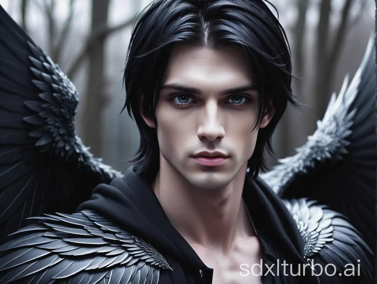 Fantasy-Portrait-of-a-Young-Man-with-Dark-Wings-and-Cold-Gaze