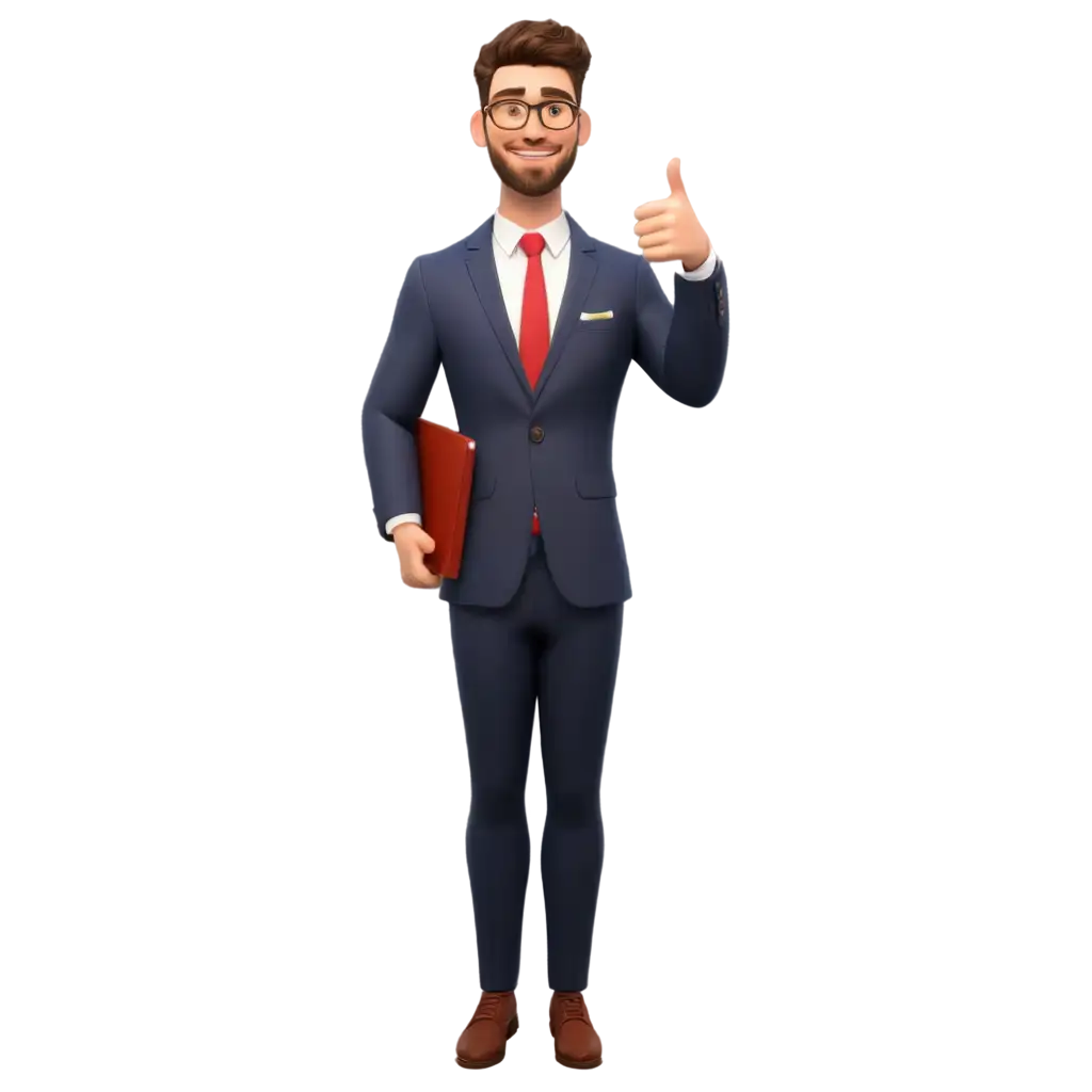 Suited-Employee-Thumbs-Up-Smiling-PNG-HighQuality-Animated-Image-for-Business-and-Professional-Use