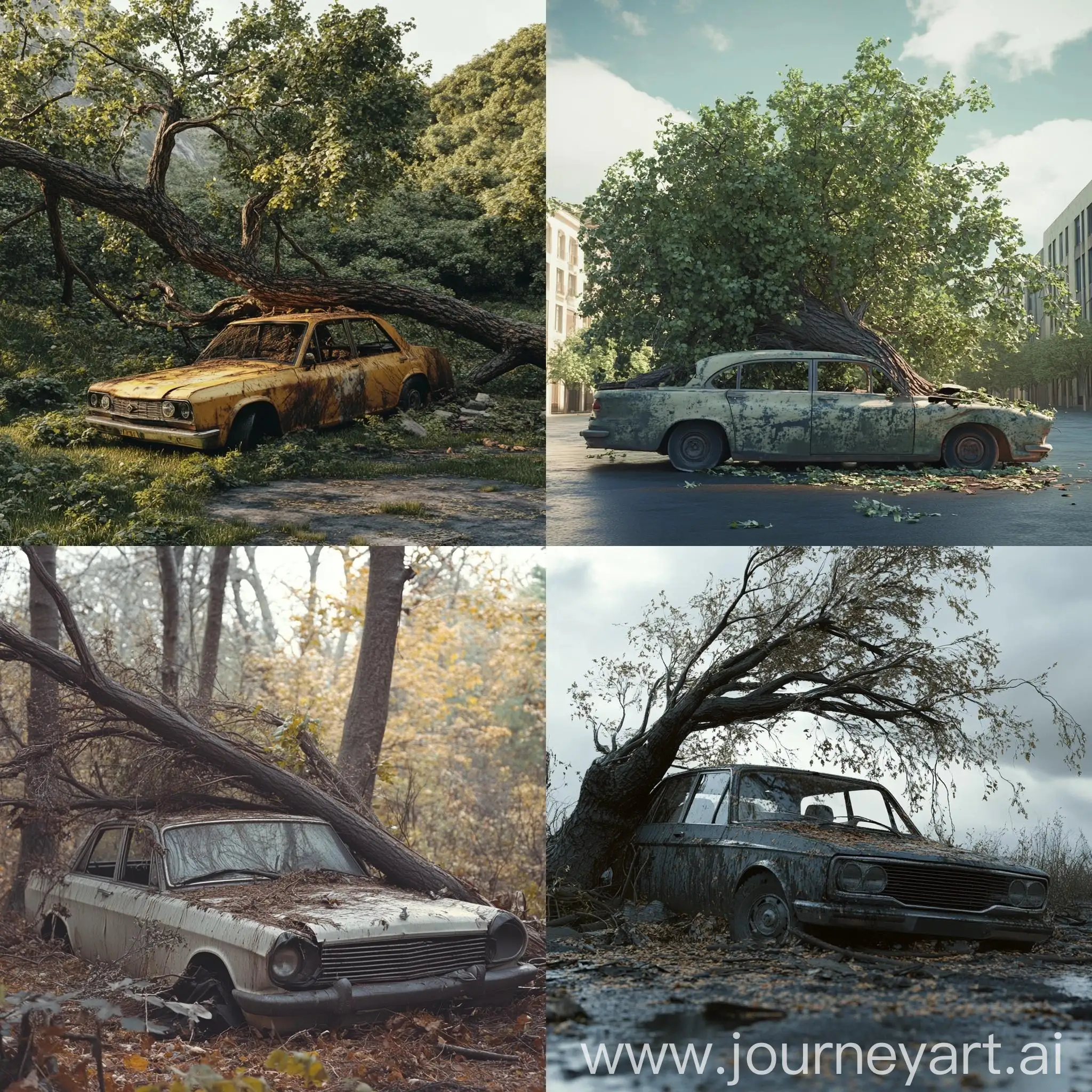 Car-Crushed-by-Fallen-Tree-Dramatic-Accident-Scene