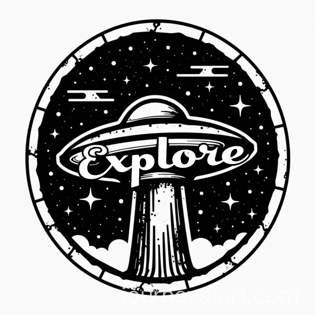 Futuristic-Black-and-White-UFO-Badge-with-Explore-Text