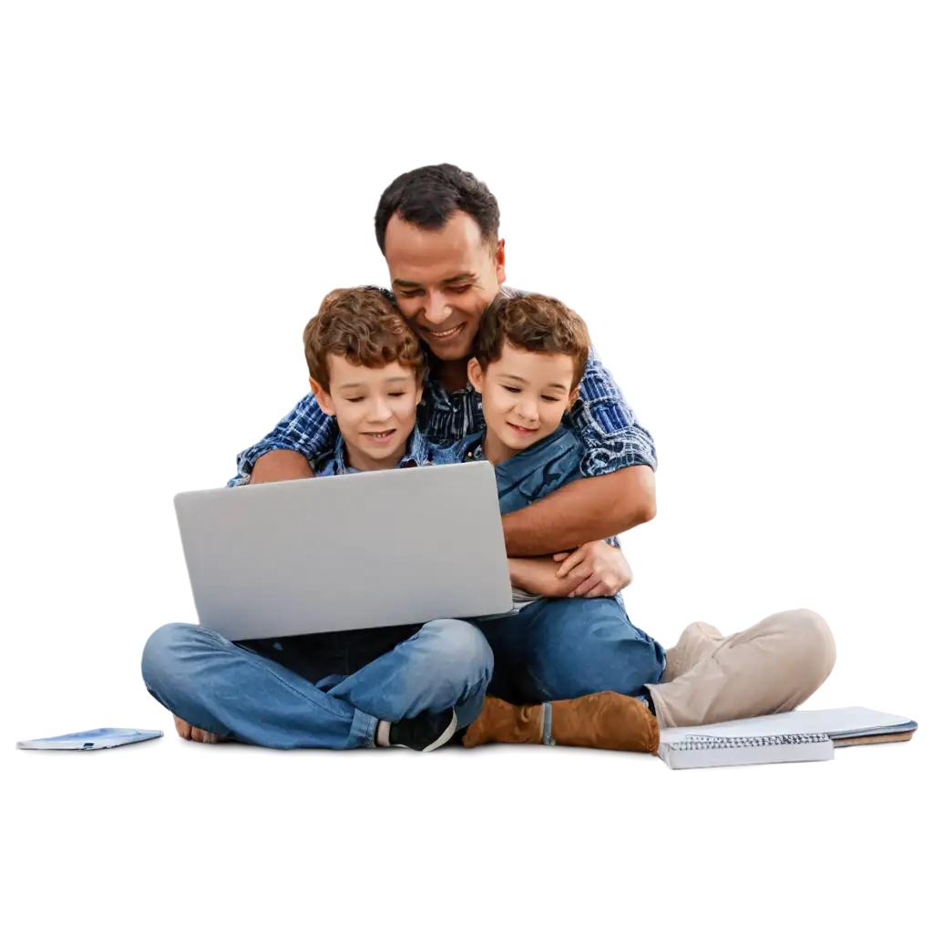 Father-and-Son-Hugging-with-Laptop-PNG-Image-Heartwarming-Moment-Captured-in-High-Quality