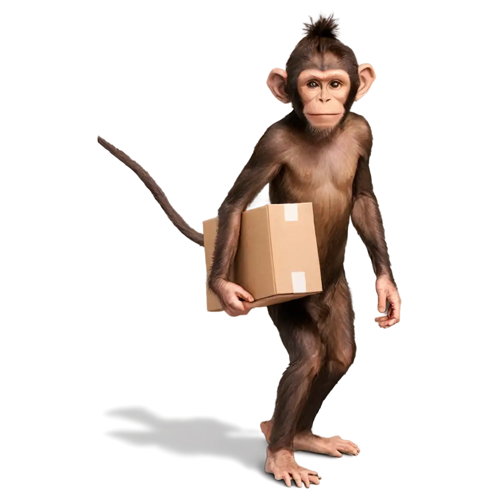 Adorable-Monkey-Carrying-Box-PNG-Image-Captivating-Wildlife-Moment