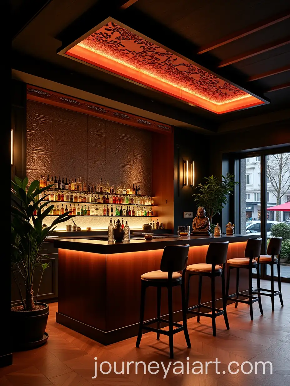 Luxury-Japanese-Style-Bar-Interior-with-Street-View-in-Lausanne-Evening