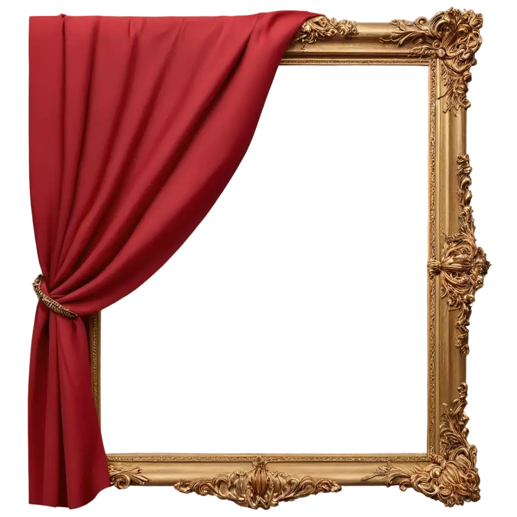 Elegant-3D-Picture-Frame-with-Red-Satin-Cloth-PNG-HighQuality-Transparency-for-Versatile-Use