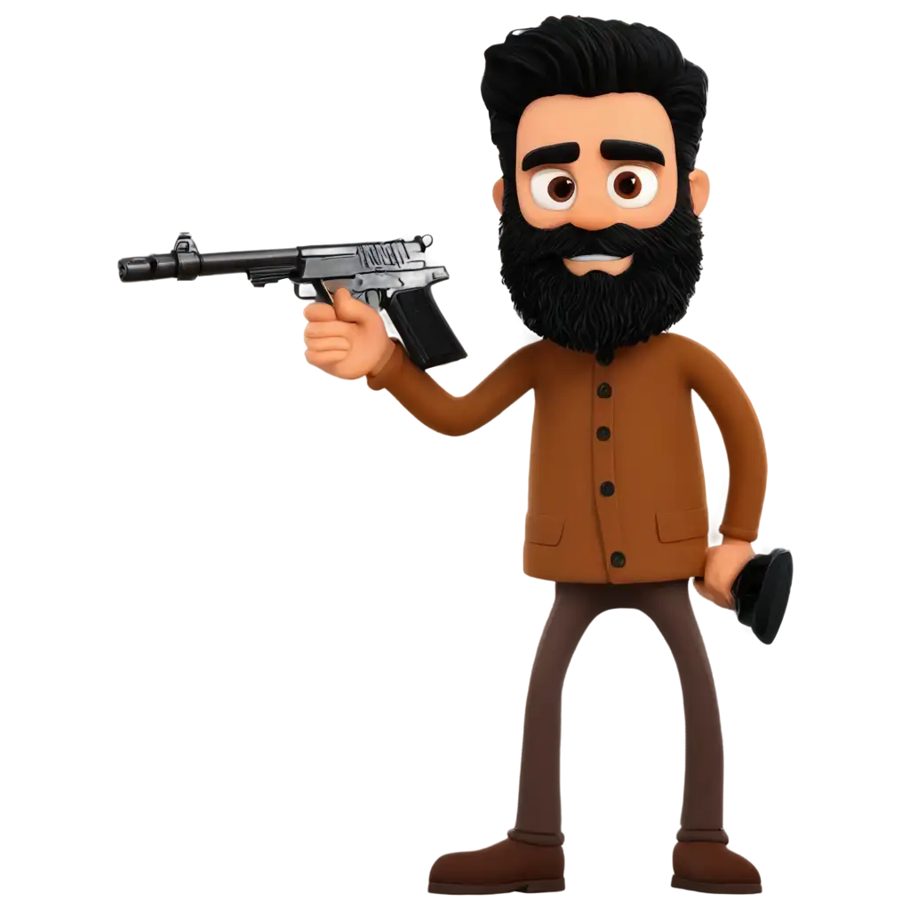 Stickman-Beard-with-Gun-PNG-Image-HighQuality-TransparentPNG-Image-Usage-Scenarios-Art-for-Creative-Projects