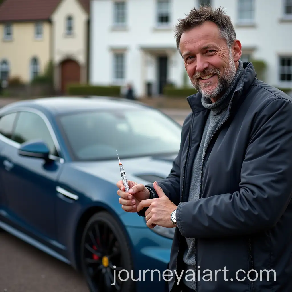 Man-Holding-Injection-Near-Fancy-Car-in-Portsmouth