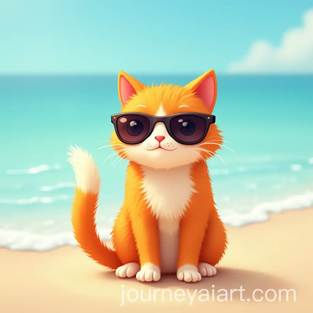 Cute-OrangeFurred-Cat-Wearing-Sunglasses-on-the-Beach