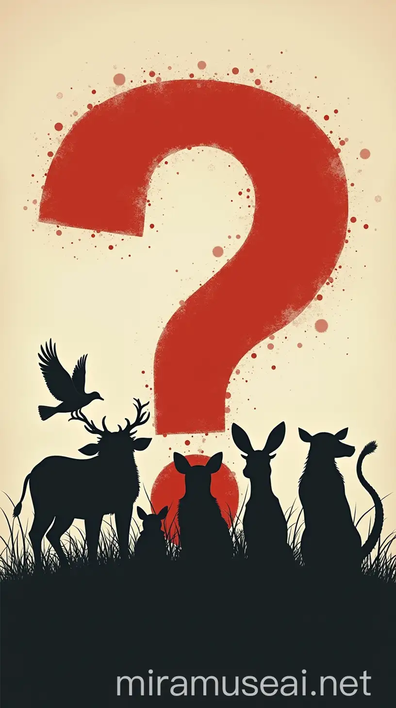 Silhouette Animals Hidden Behind Large Question Marks