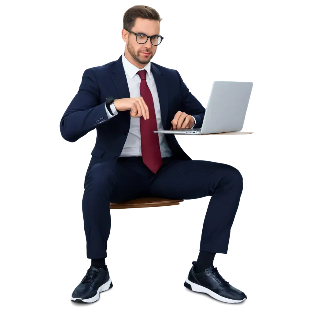 Professional-ManPNG-Image-Usage-Analysis-in-Suit-and-Sneakers-at-Desk-PNG-Stylish-Office-Casual-Look