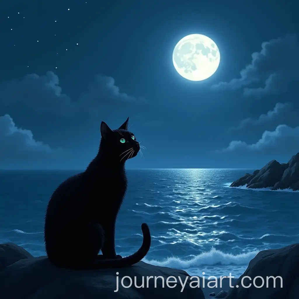 Kikis-Black-Cat-under-Moonlight-on-the-Sea-Seeking-the-Isle
