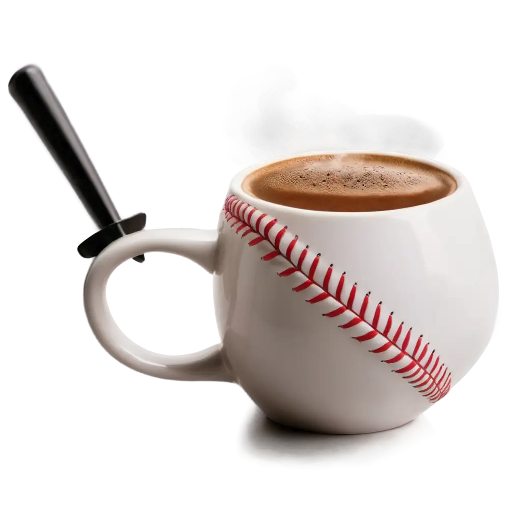 Unique-PNG-Image-BaseballShaped-Coffee-Mug-with-Bat-Handle-and-Scenic-Baseball-Park-View