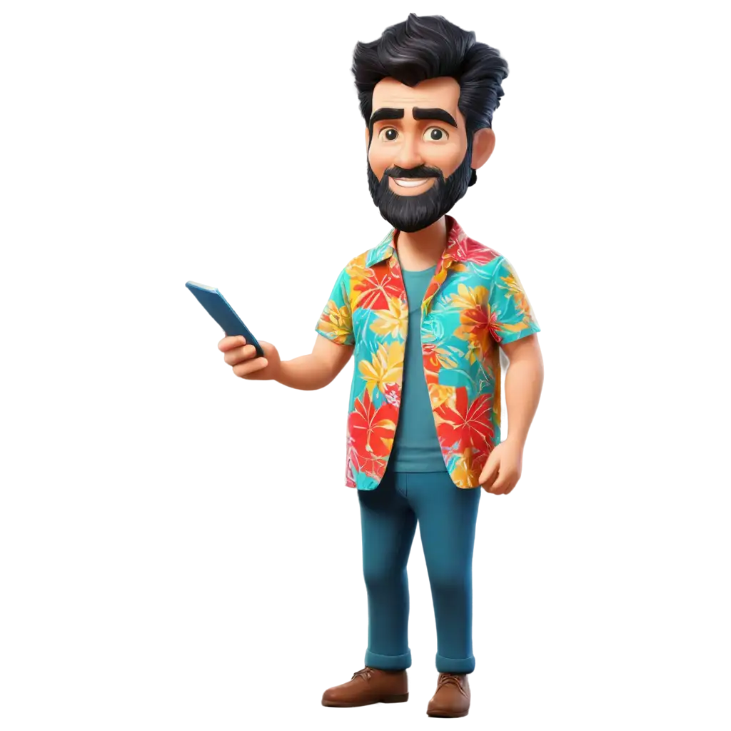 PNG-Image-of-a-40YearOld-Professional-with-a-Beard-and-Dark-Hair-in-a-Hawaiian-Shirt-Drawing-Effect-Style