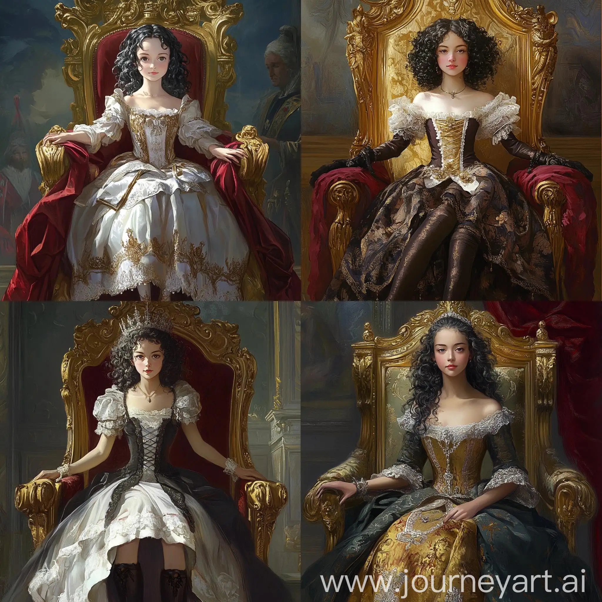 Young-Girl-with-Curly-Black-Hair-on-Imperial-Throne