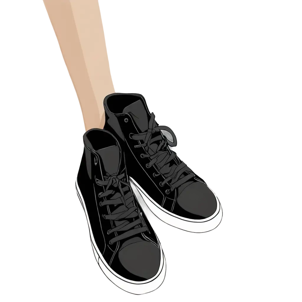 Stylish-Black-Sneaker-PNG-in-Anime-Style-Perfect-for-Your-Creative-Projects