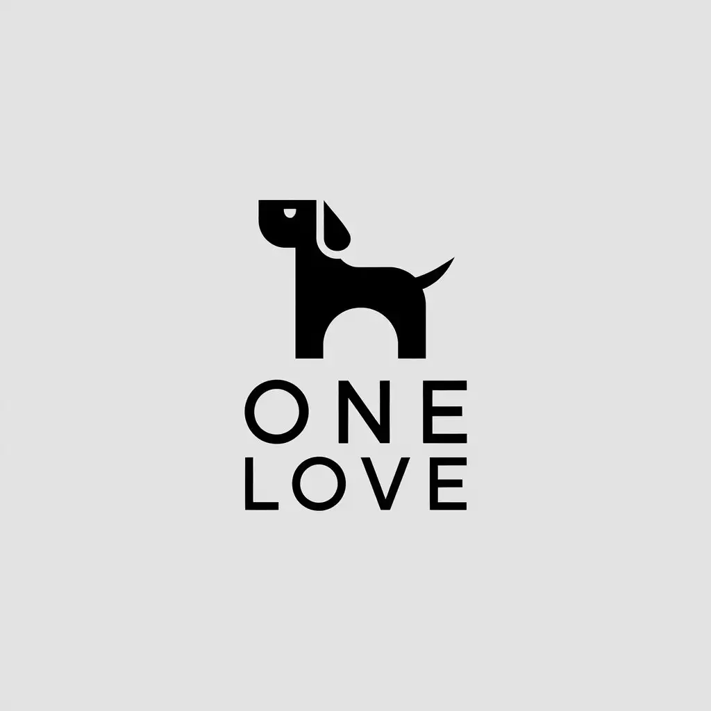 LOGO Design for ONE LOVE Minimalistic Dog Symbol for Animal Pet Industry