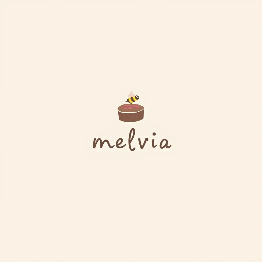 Minimalist-Logo-Design-for-Melvia-Candy-Brand-Featuring-Cake-and-Bee