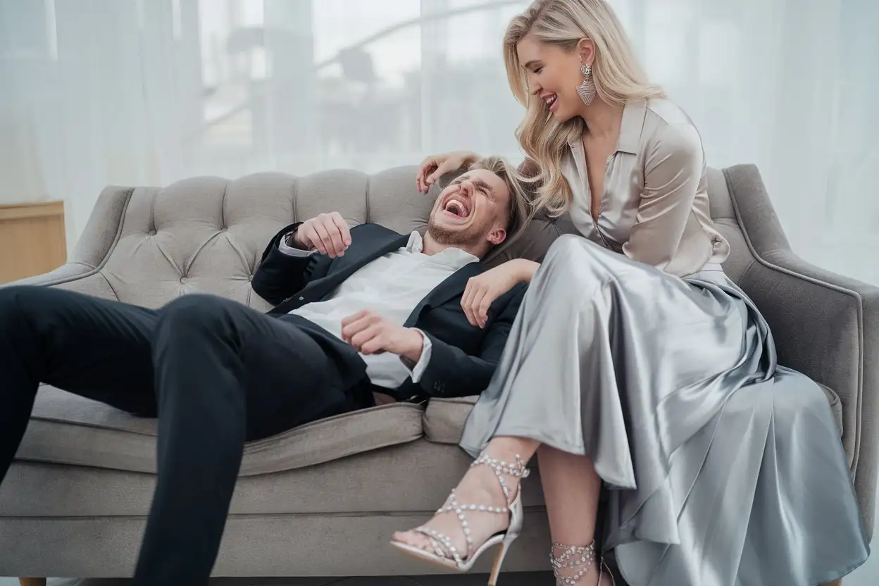 Laughing-Man-and-Woman-Sharing-a-Fun-Moment-on-a-Sofa