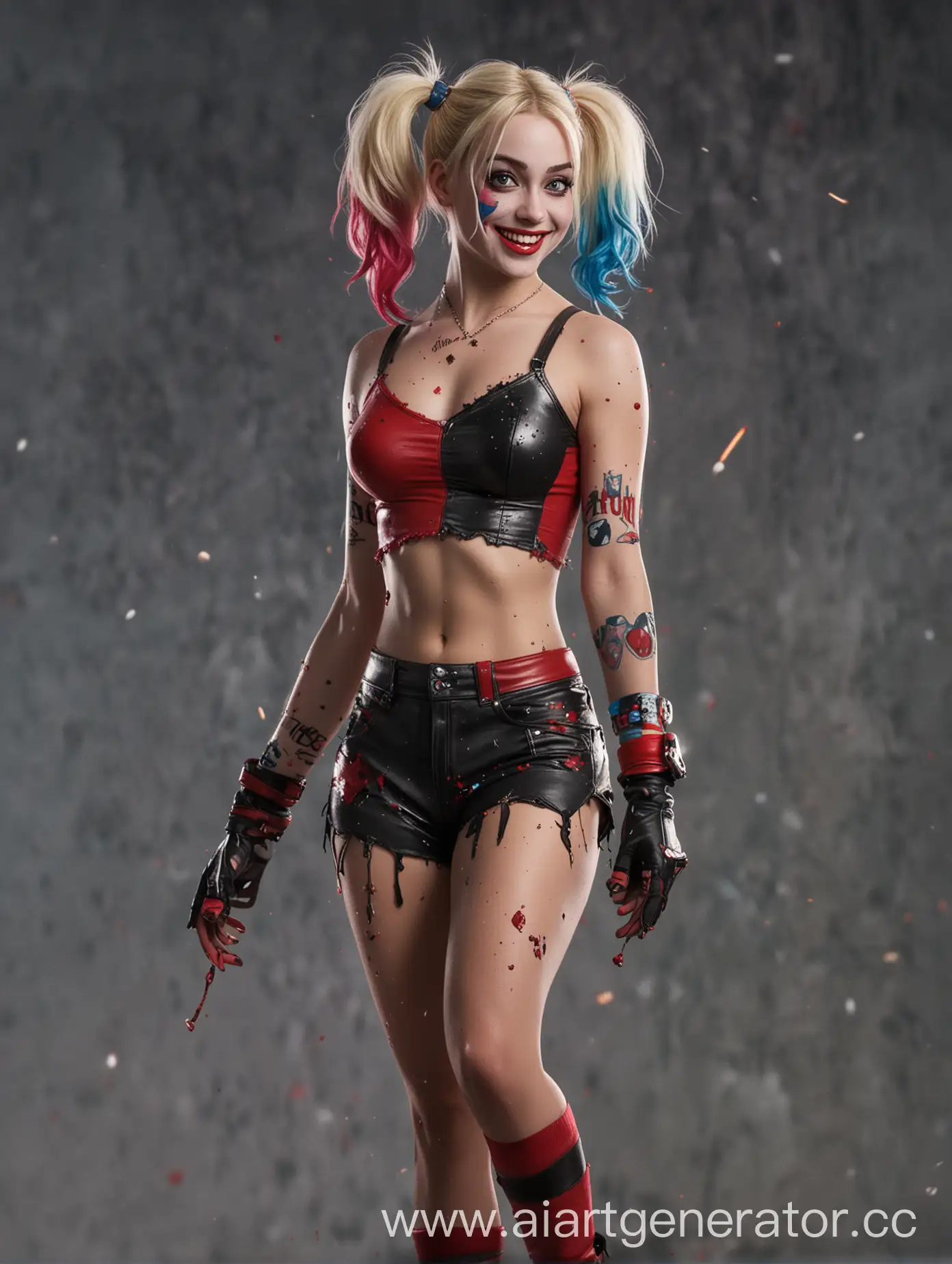 Smiling-Figure-Skater-in-Torn-Tights-with-Explosive-Background-Inspired-by-Harley-Quinn