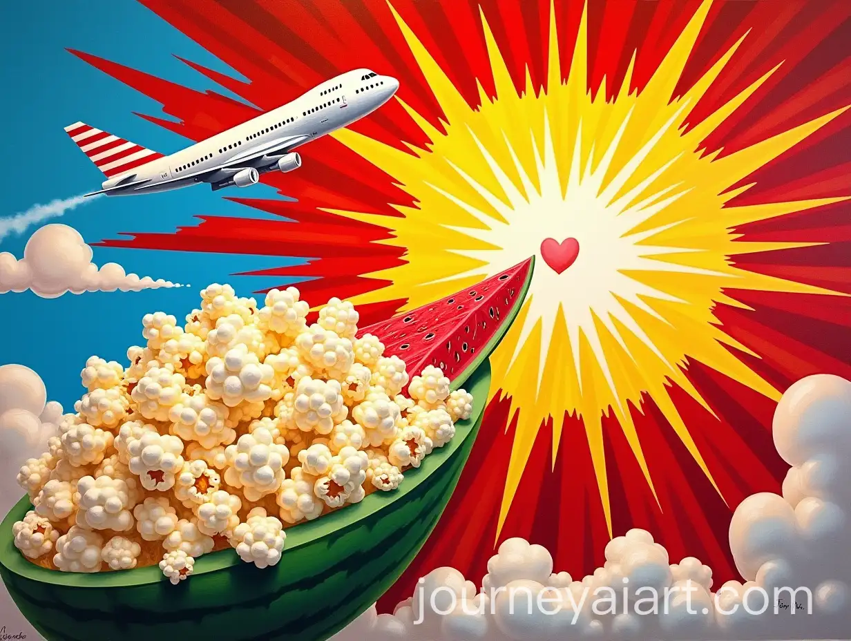 Pop-Art-Interpretation-of-an-Atomic-Explosion-with-Airplane-and-Watermelon-Eye