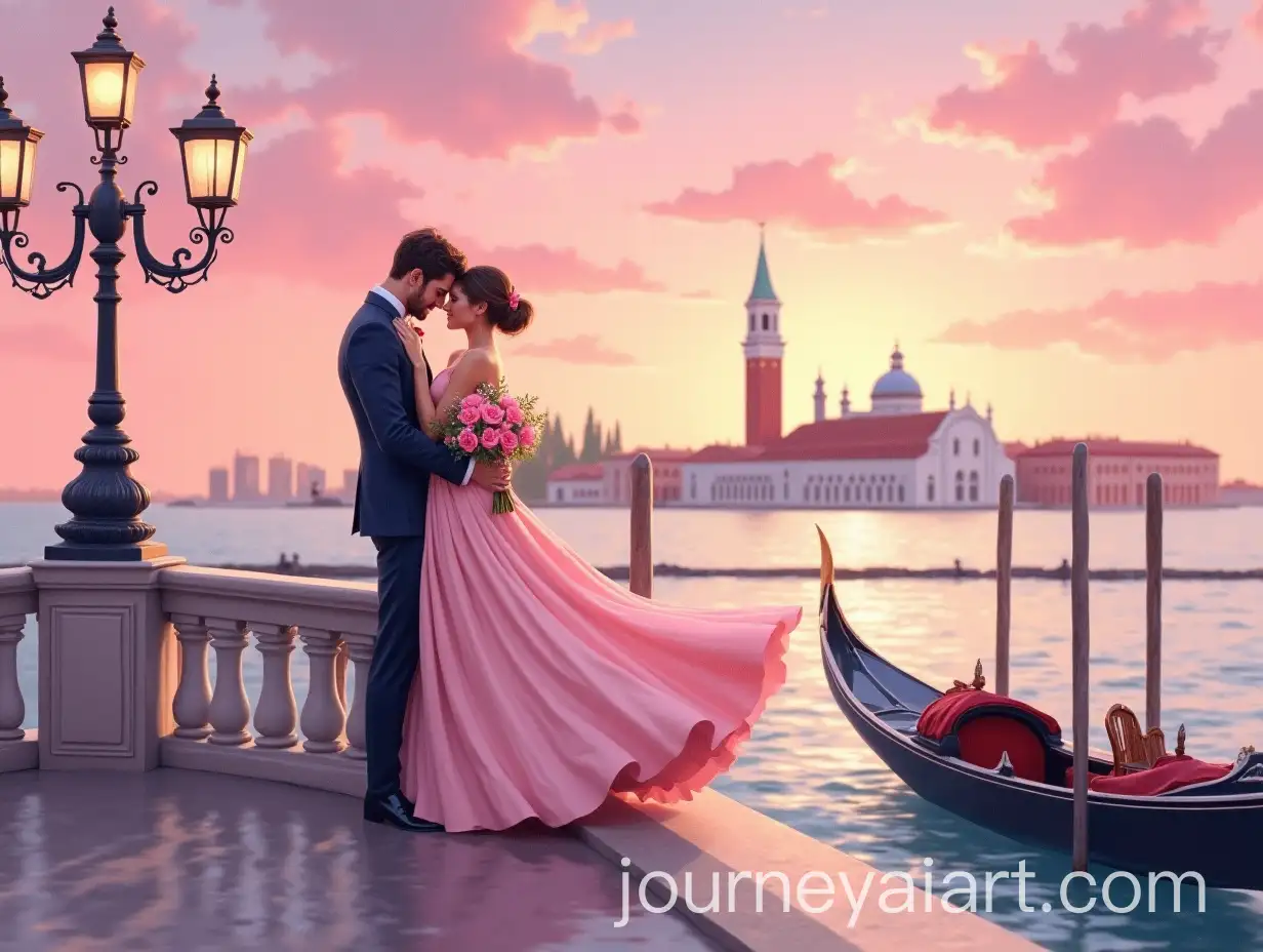 Romantic-Evening-on-a-Venice-Bridge-with-Elegant-Couple