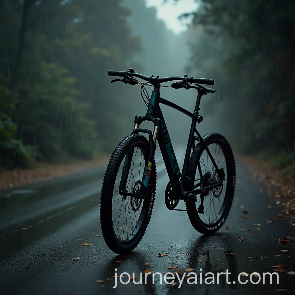 Bicycle-in-the-Rain-on-a-City-Street