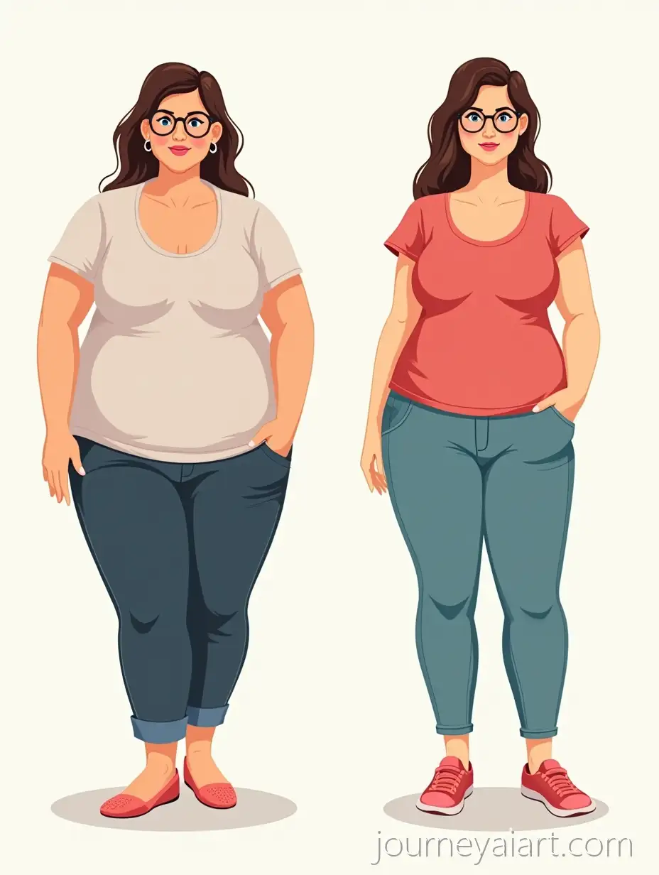 AI-Image-Prompt-ExpansionSidebySide-Weight-Loss-Comparison-Illustration-of-a-Stylish-Woman