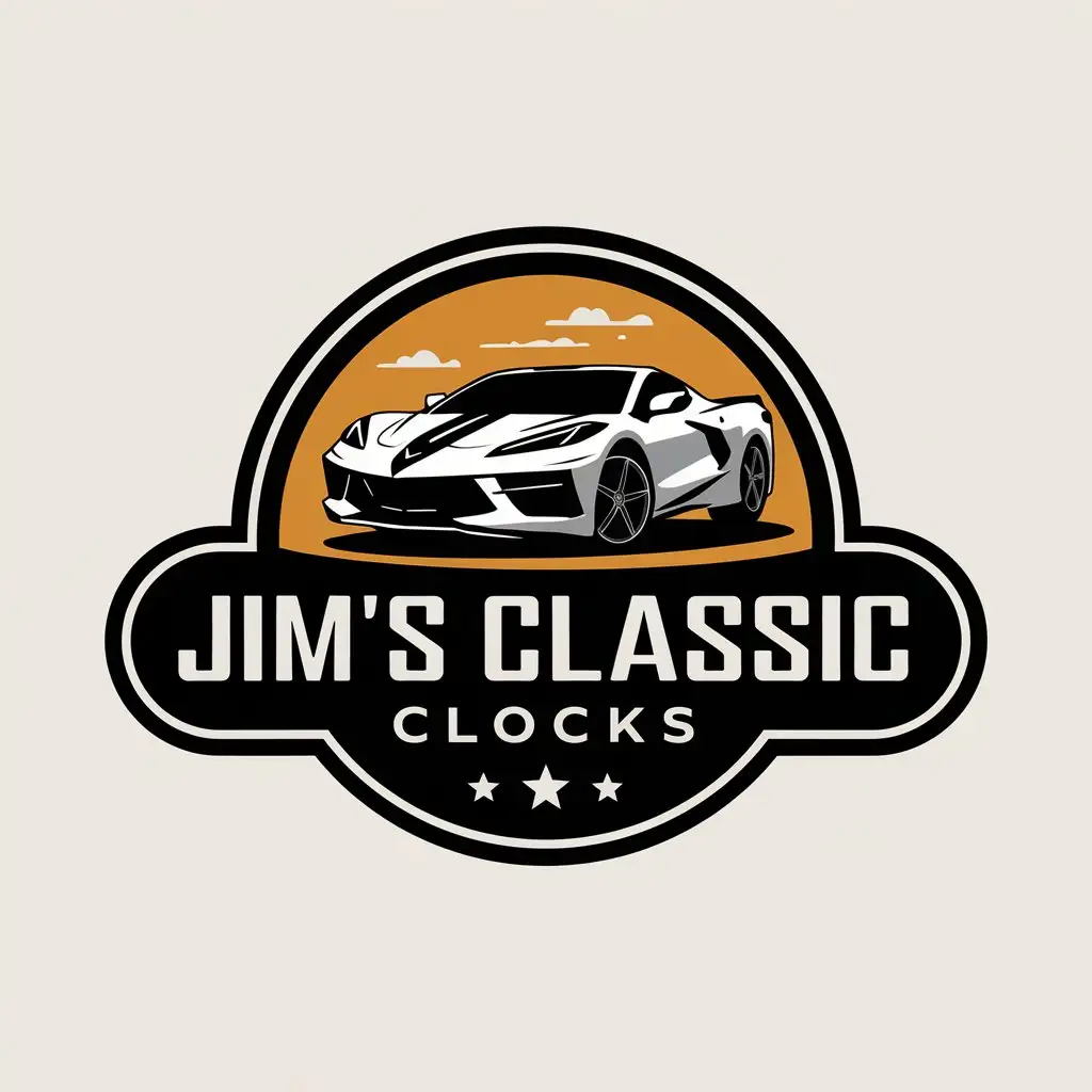 LOGO Design for Jims Classic Clocks C8 Corvette with Elegant Vintage Theme for Home Family Industry