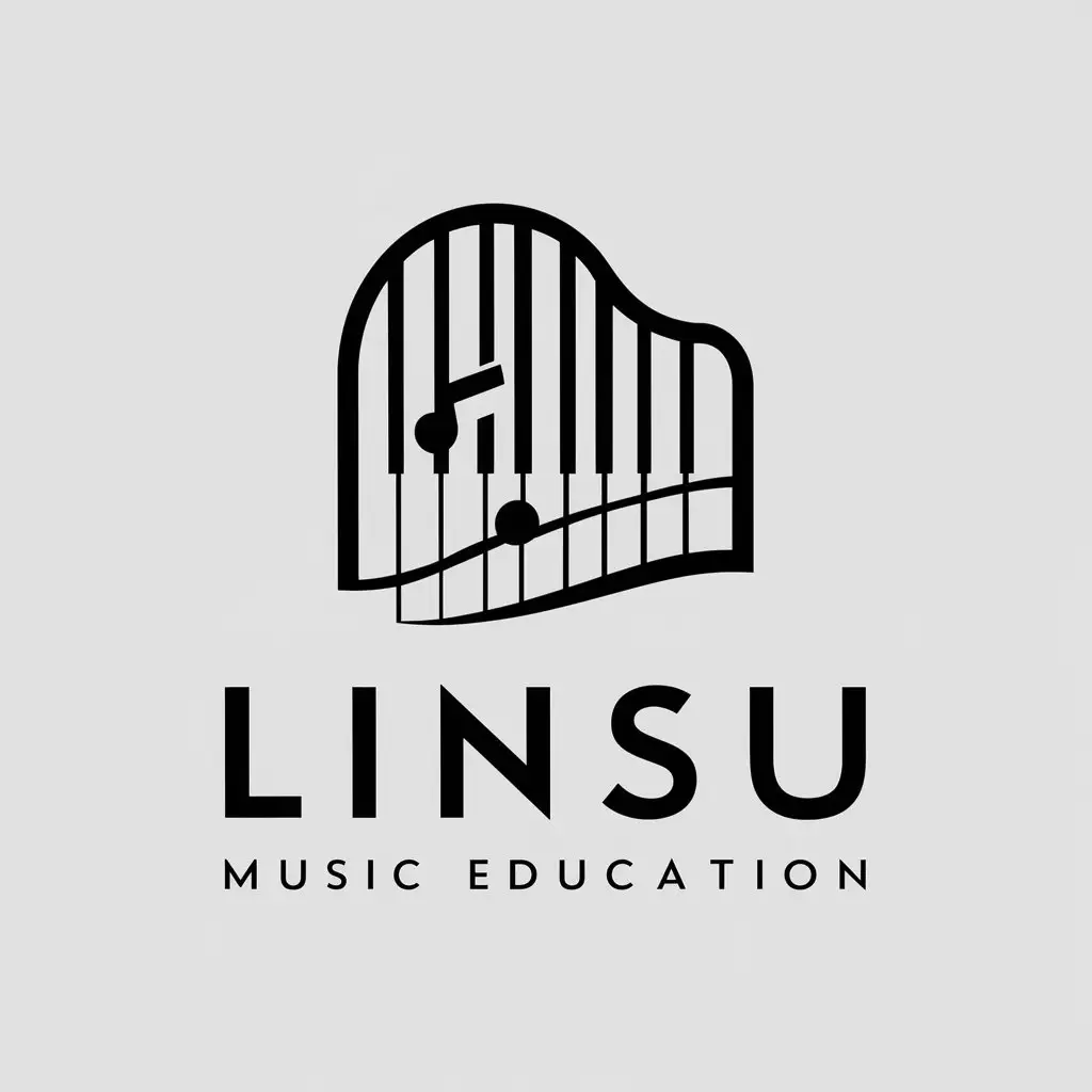 a vector logo design,with the text "LINSU", main symbol:music education piano,complex,be used in Education industry,clear background