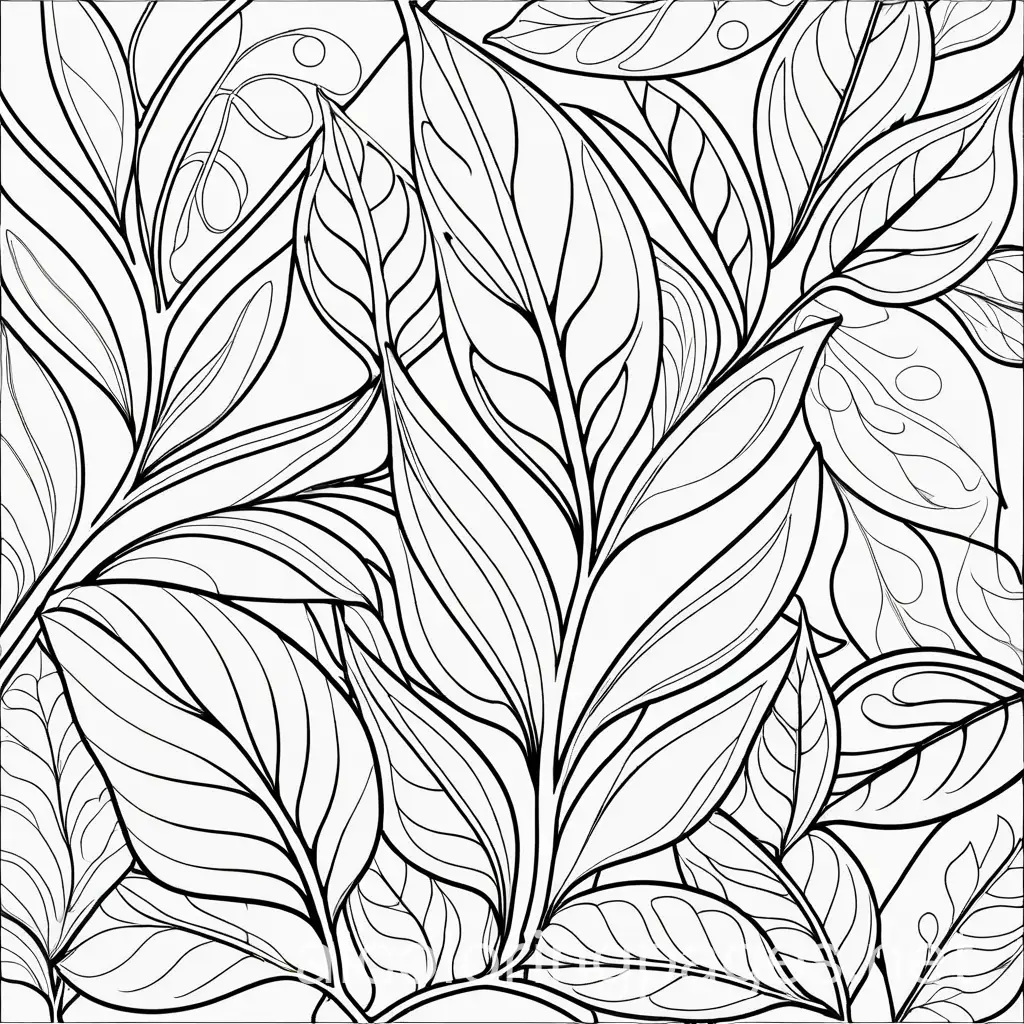 Simplicity-in-Line-Art-Coloring-Page-with-Leaves-and-Thick-Lines