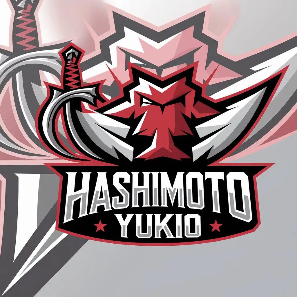 LOGO Design For Hashimoto Yukio Sword and Wrestling Theme with Clear Background