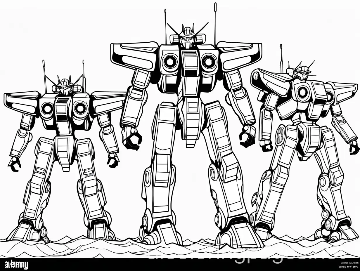 Japanese-Anime-Robots-with-Camouflage-Motif-in-Battle-Ready-Posture