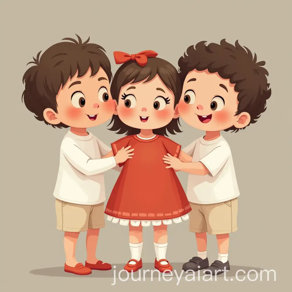 Three-Boys-Helping-Carry-a-Baby-Girl-in-Red-Clothes-with-Warmth-and-Affection