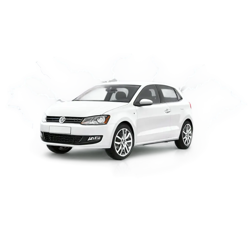 Create polo white car with thunderstorm