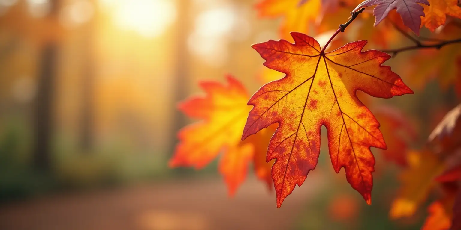 Colorful Autumn Leaves with Blurred Background