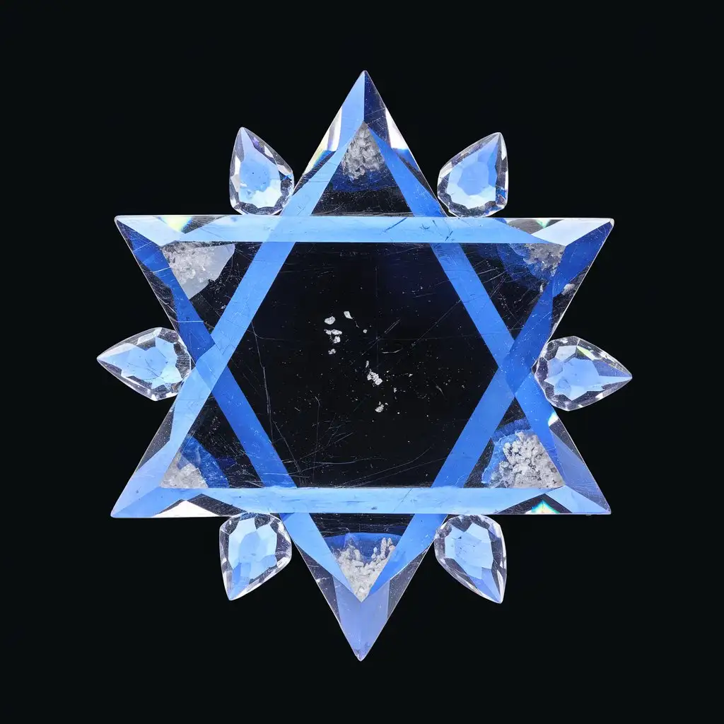 Blue-Crystal-Star-of-David-on-Black-Background