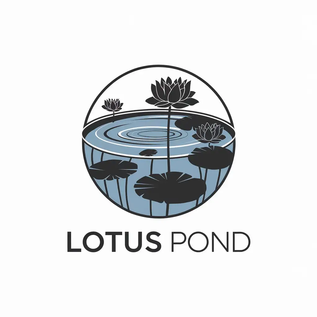 LOGO Design for Lotus Pond Vector Design with WaterFilled Text for Internet Industry