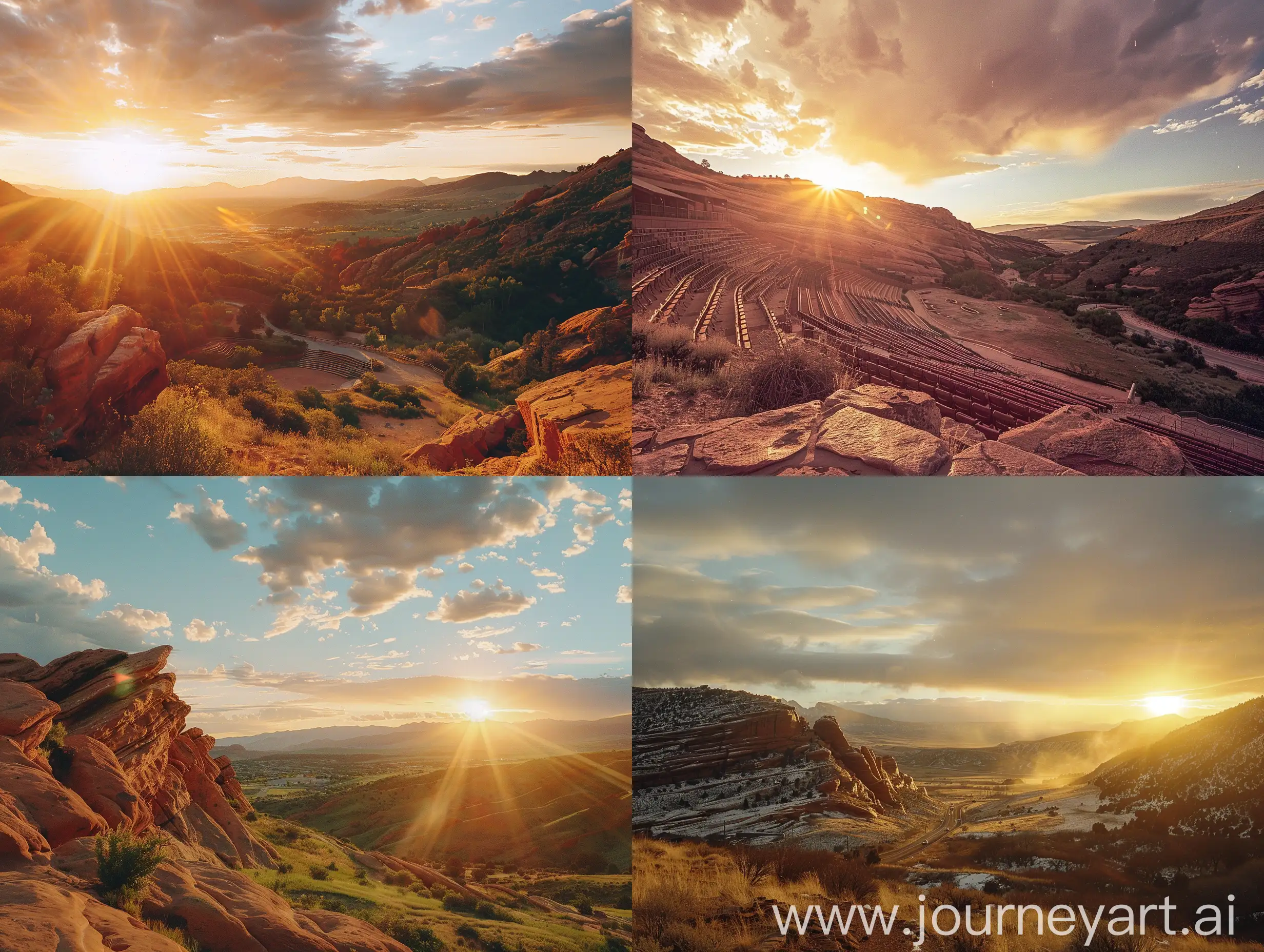 Sunrise-Over-Red-Rocks-Amphitheater-with-Clouds-in-Kodak-400-Image-Quality