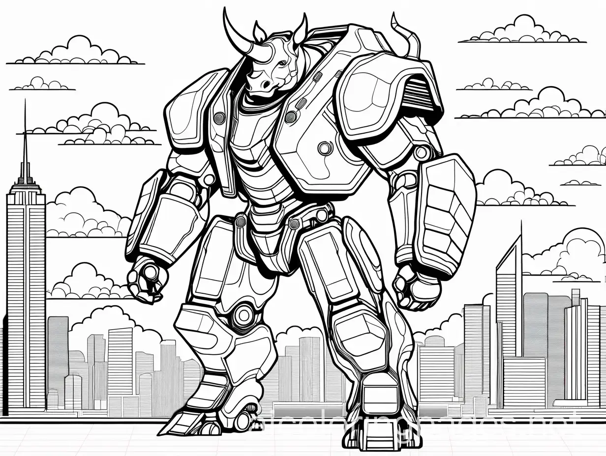 Giant-Rhino-Robot-Ready-for-Battle-in-Cityscape