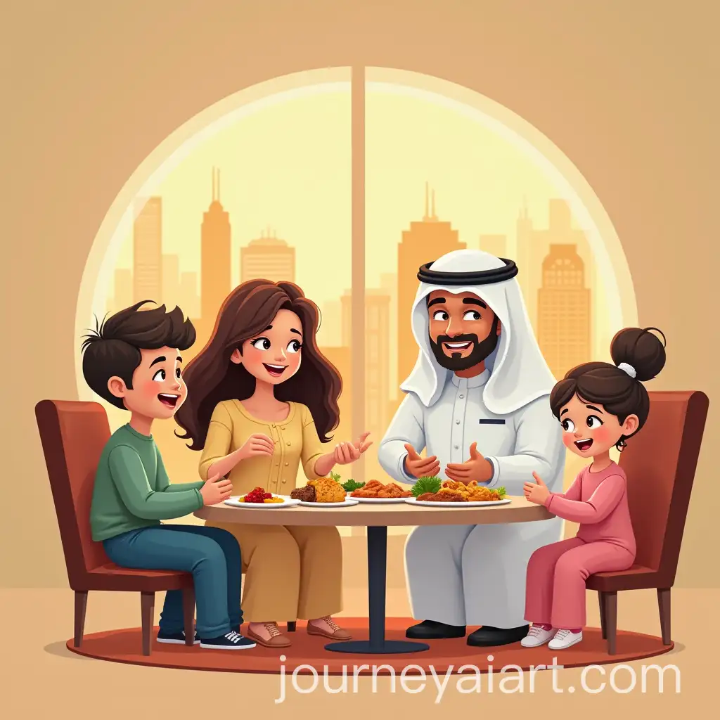 Cartoon-Family-Enjoying-a-Meal-inAI-Art-Prompt-Expansion-Abu-Dhabi-UAE